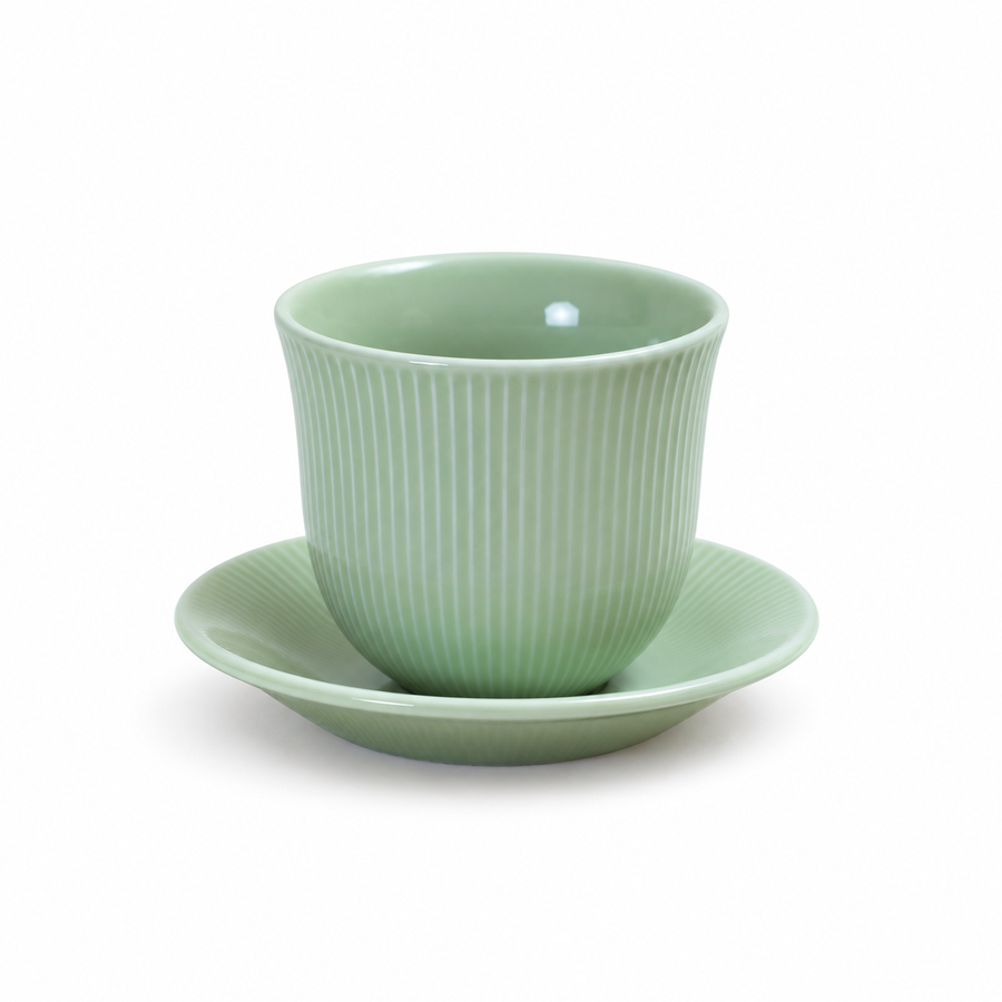 Loveramics Green Tasting Cup & Saucer — white-background product view 1; AI-assisted image