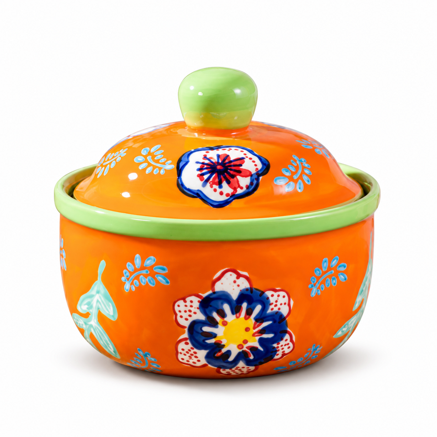 SONGFA Orange Lidded Pot — 400 mL — white-background product view 1; AI-assisted image