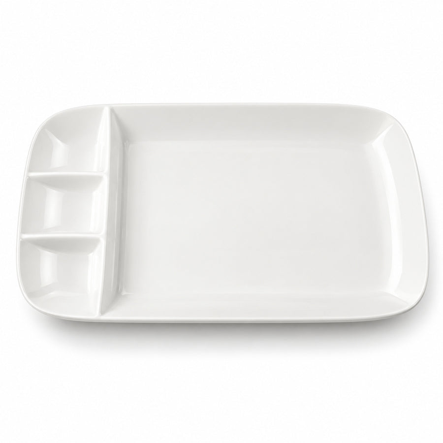 AI-assisted illustration of Ivory Four-Compartment Plate, catalog main view.