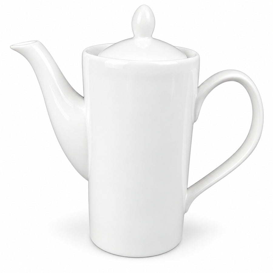 AI-assisted illustration of Ivory Lidded Coffee Pot, white hero view.