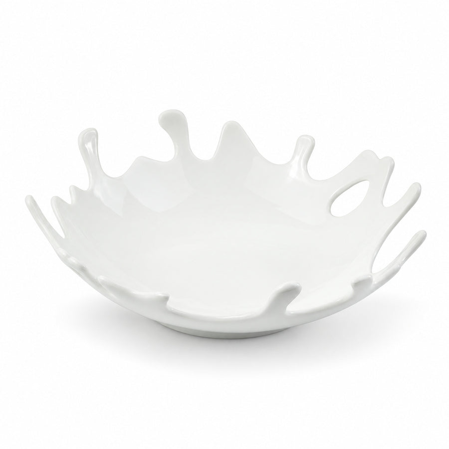 AI-assisted illustration of Coral-Rim White Serving Bowl, empty hero view.