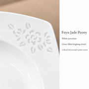 Fuyu Peony Linglong Square Plate — dimensions, composition or care information 5; AI-assisted image
