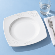 Fuyu Peony Linglong Square Plate — styled use illustration; props and additional pieces excluded 7; AI-assisted image