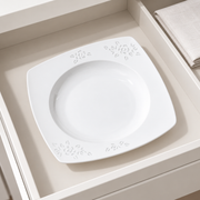 Fuyu Peony Linglong Square Plate — styled use illustration; props and additional pieces excluded 12; AI-assisted image