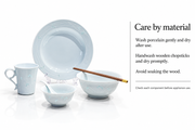 Fuyu Orchid Dining Set — Six Pieces — dimensions, composition or care information 6; AI-assisted image