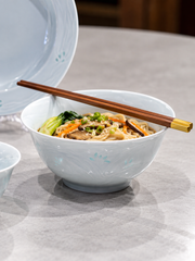 Fuyu Orchid Dining Set — Six Pieces — styled use illustration; props and additional pieces excluded 11; AI-assisted image