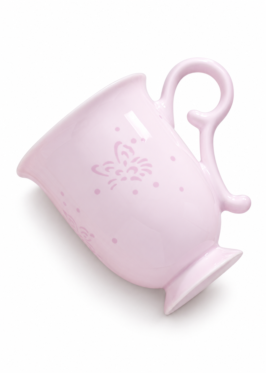 Fuyu Butterfly Bud Mug — Blush Pink — white-background product view 1; AI-assisted image