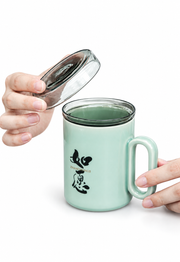 ZhangHongJi Celadon Infuser Mug — white-background product view 2; AI-assisted image