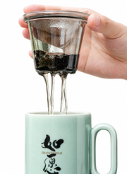 ZhangHongJi Celadon Infuser Mug — white-background product view 3; AI-assisted image