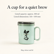 ZhangHongJi Celadon Infuser Mug — dimensions, composition or care information 4; AI-assisted image