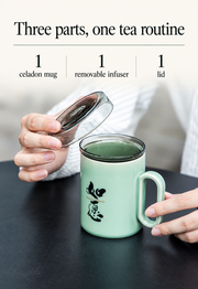 ZhangHongJi Celadon Infuser Mug — dimensions, composition or care information 5; AI-assisted image