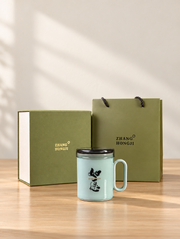 ZhangHongJi Celadon Infuser Mug — styled use illustration; props and additional pieces excluded 11; AI-assisted image