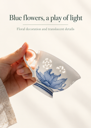 Fuyu Lotus Cup & Saucer — Cobalt Blue — dimensions, composition or care information 5; AI-assisted image