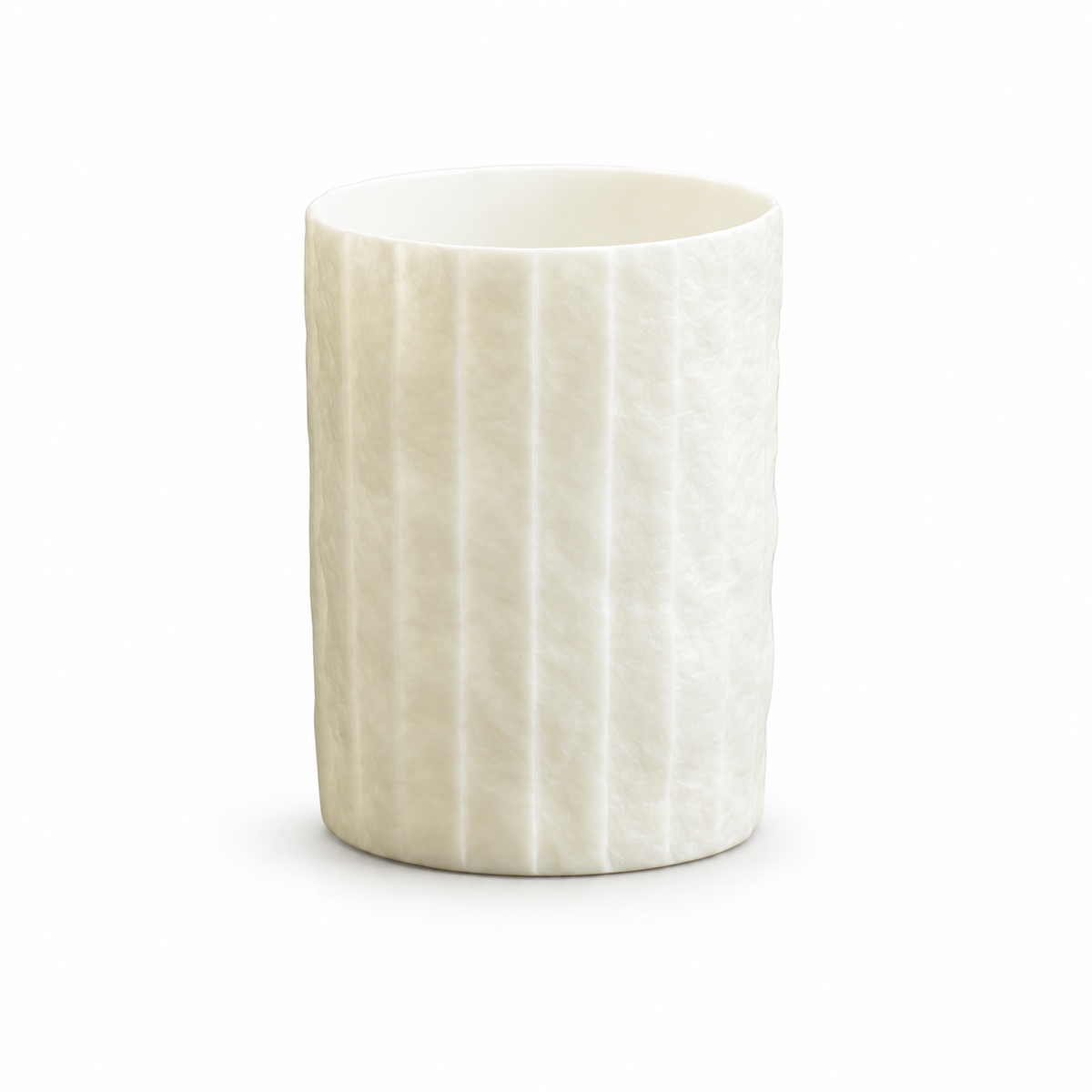 Shiwu Wanyi Folded Porcelain Tumbler — white-background product view 1; AI-assisted image