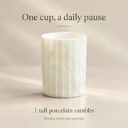 Shiwu Wanyi Folded Porcelain Tumbler — dimensions, composition or care information 5; AI-assisted image