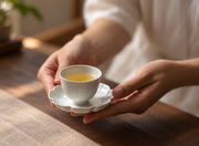 Yuanwu Petal Cup Rest — styled use illustration; props and additional pieces excluded 7; AI-assisted image