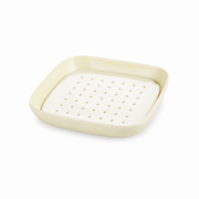 Cream Square Dish with Draining Insert — white-background product view 1; AI-assisted image