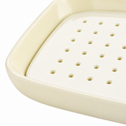 Cream Square Dish with Draining Insert — white-background product view 2; AI-assisted image