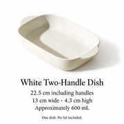 MDZF White Baking Dish — 600 mL — dimensions, composition or care information 4; AI-assisted image