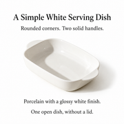 MDZF White Baking Dish — 600 mL — dimensions, composition or care information 5; AI-assisted image