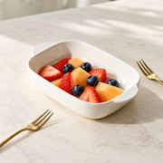 MDZF White Baking Dish — 600 mL — styled use illustration; props and additional pieces excluded 11; AI-assisted image