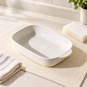 MDZF White Baking Dish — 600 mL — styled use illustration; props and additional pieces excluded 12; AI-assisted image