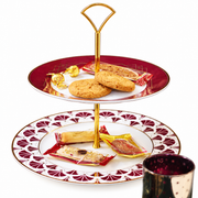 TaDah Burgundy Dessert Stand — Two Tiers — white-background product view 1; AI-assisted image