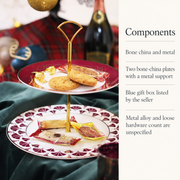 TaDah Burgundy Dessert Stand — Two Tiers — dimensions, composition or care information 5; AI-assisted image
