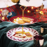 TaDah Burgundy Dessert Stand — Two Tiers — styled use illustration; props and additional pieces excluded 7; AI-assisted image