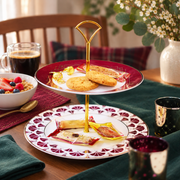 TaDah Burgundy Dessert Stand — Two Tiers — styled use illustration; props and additional pieces excluded 9; AI-assisted image