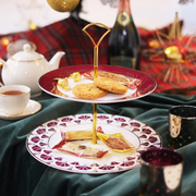 TaDah Burgundy Dessert Stand — Two Tiers — styled use illustration; props and additional pieces excluded 10; AI-assisted image