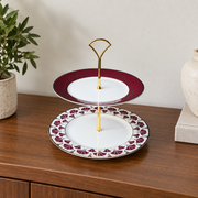 TaDah Burgundy Dessert Stand — Two Tiers — styled use illustration; props and additional pieces excluded 11; AI-assisted image