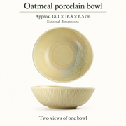 DXC Oatmeal Shallow Bowl — 7 Inch — dimensions, composition or care information 4; AI-assisted image