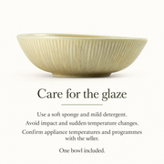 DXC Oatmeal Shallow Bowl — 7 Inch — dimensions, composition or care information 6; AI-assisted image