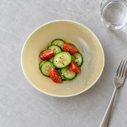 DXC Oatmeal Shallow Bowl — 7 Inch — styled use illustration; props and additional pieces excluded 7; AI-assisted image