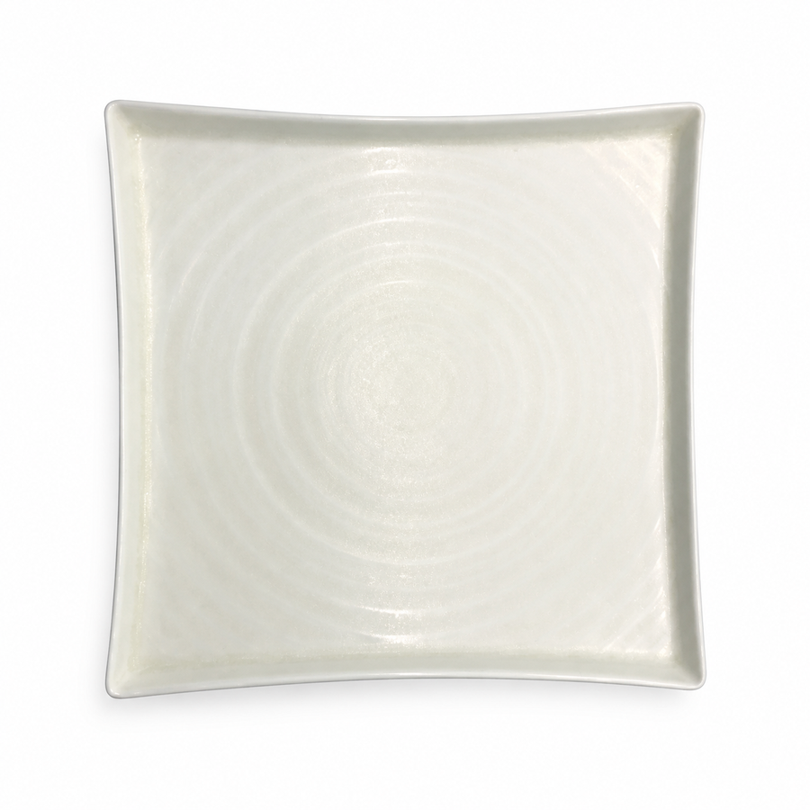 DXC Crystal White Square Plate — white-background product view 1; AI-assisted image