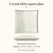 DXC Crystal White Square Plate — dimensions, composition or care information 4; AI-assisted image