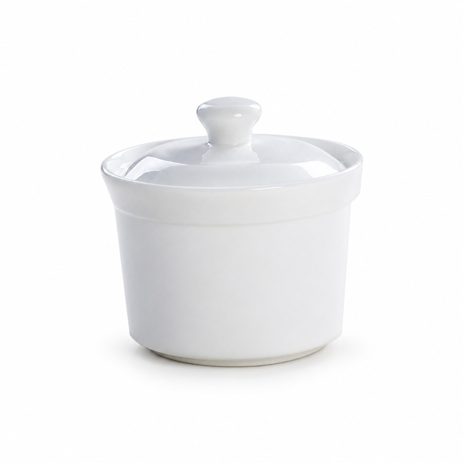 Lanting White Bone China Lidded Pot — white-background product view 1; AI-assisted image