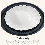 Scalloped White Bone China Oval Platter — dimensions, composition or care information 5; AI-assisted image