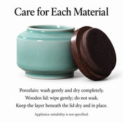 Shang Tang Celadon Tea Canister — dimensions, composition or care information 6; AI-assisted image