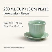Loveramics Green Tasting Cup & Saucer — dimensions, composition or care information 4; AI-assisted image