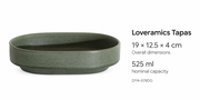 Loveramics Tapas Oval Bowl — Dark Green — dimensions, composition or care information 4; AI-assisted image
