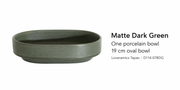 Loveramics Tapas Oval Bowl — Dark Green — dimensions, composition or care information 5; AI-assisted image