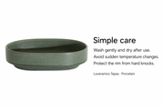 Loveramics Tapas Oval Bowl — Dark Green — dimensions, composition or care information 6; AI-assisted image
