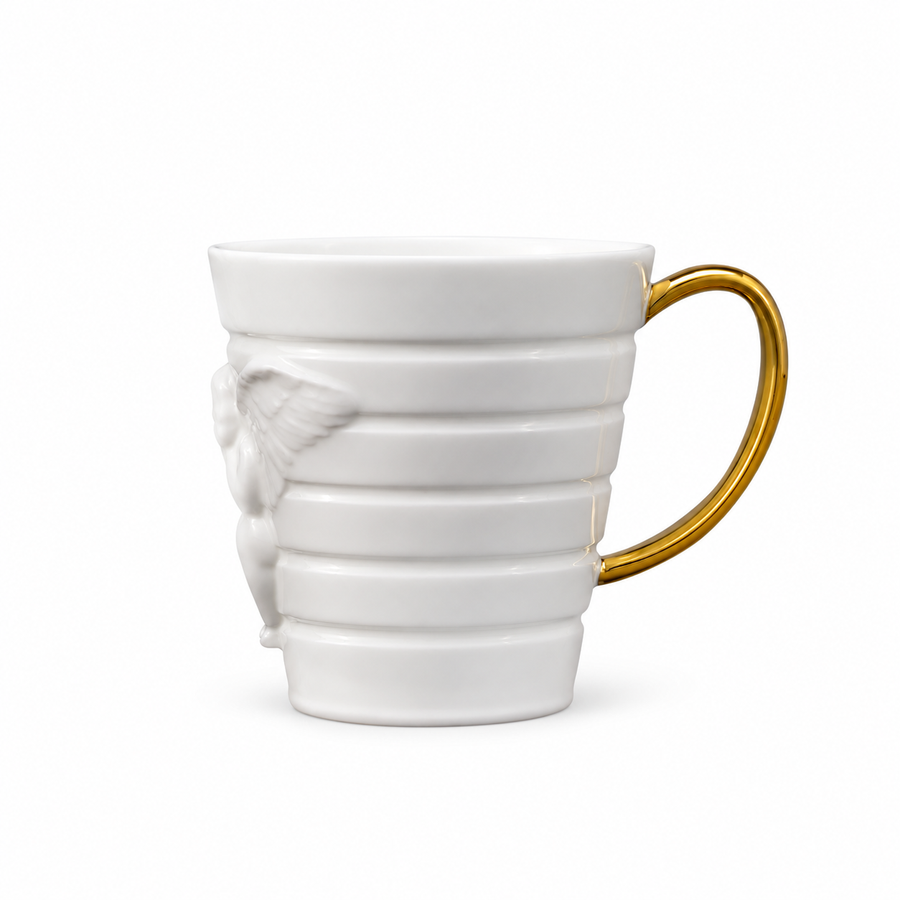 XIQI Arclight Bone China Mug — white-background product view 1; AI-assisted image