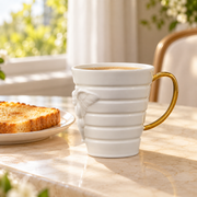 XIQI Arclight Bone China Mug — styled use illustration; props and additional pieces excluded 8; AI-assisted image