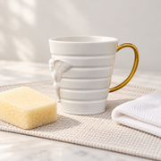 XIQI Arclight Bone China Mug — styled use illustration; props and additional pieces excluded 10; AI-assisted image