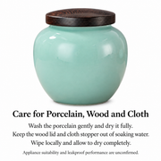 Shang Tang Rounded Celadon Tea Canister — dimensions, composition or care information 6; AI-assisted image