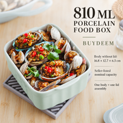 BUYDEEM Porcelain Food Container — 810 mL — dimensions, composition or care information 4; AI-assisted image