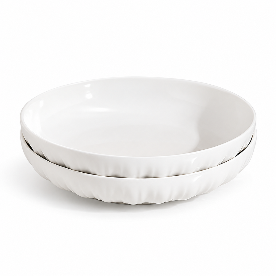 MDZF Fluted White Deep Plates — Pair — white-background product view 1; AI-assisted image